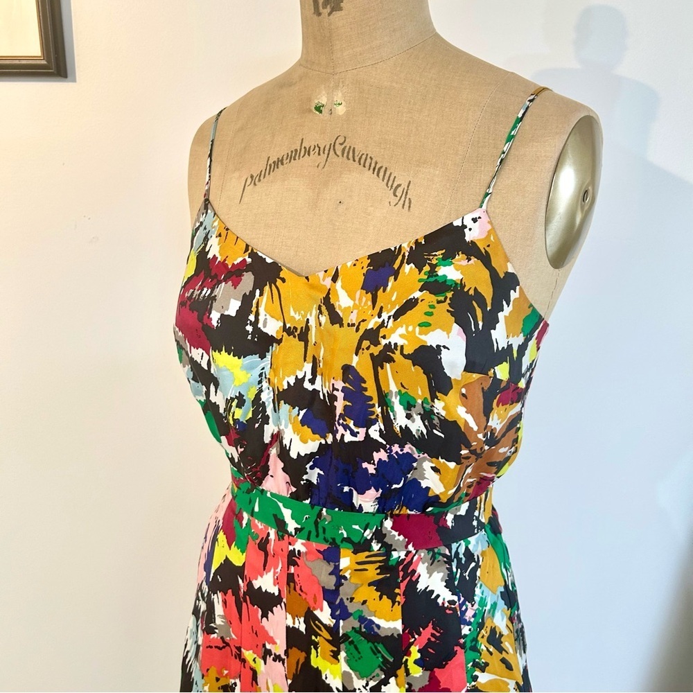 J Crew Women’s Colorful Abstract Silk Midi Dress Sz 4 - Picture 7 of 11